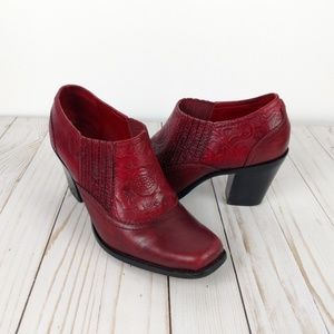Antonio Melani wine red floral leather ankle boots